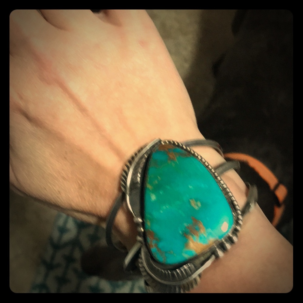 Authentic Native Turquoise Sterling Silver Cuff
